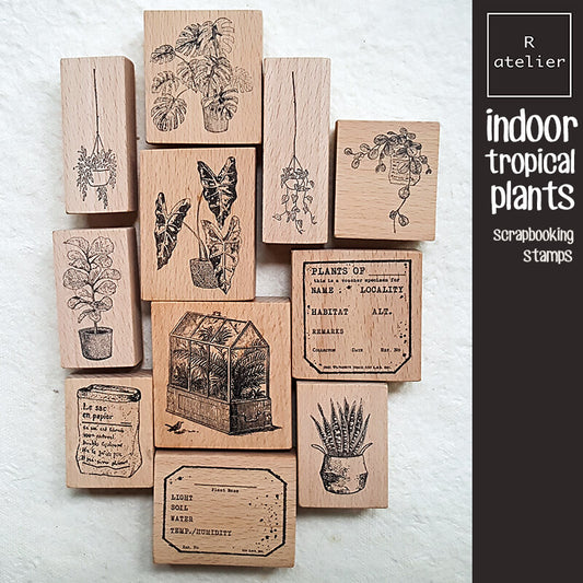 Indoor Tropical Plants Scrapbooking Wooden Stamp