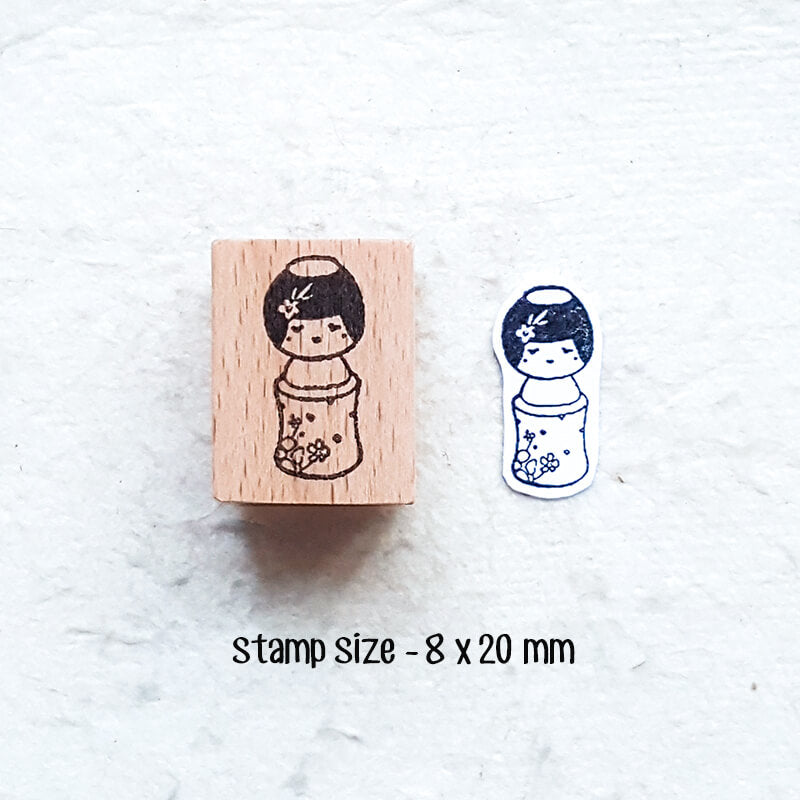 Japanese Kokeshi Dolls Scrapbooking Wooden Stamp