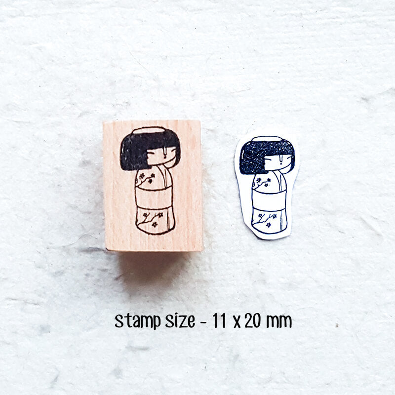Japanese Kokeshi Dolls Scrapbooking Wooden Stamp