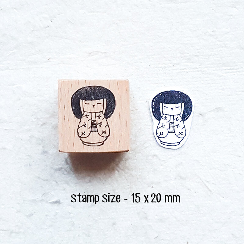 Japanese Kokeshi Dolls Scrapbooking Wooden Stamp
