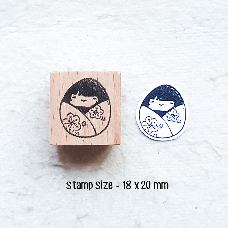 Japanese Kokeshi Dolls Scrapbooking Wooden Stamp
