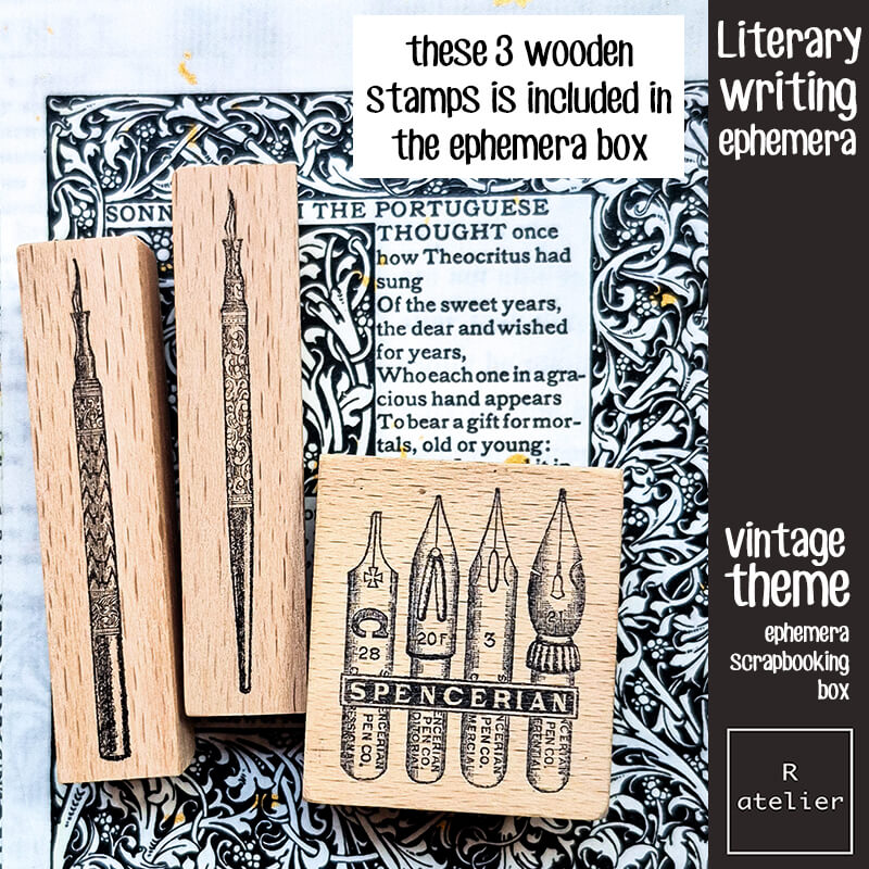 Literary & Writing Shakespeare Proust Ephemera Junk Journaling Scrapbooking Box