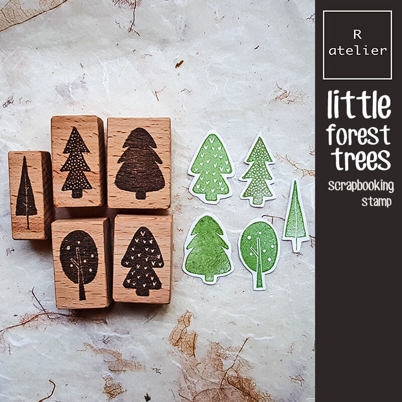 Little Forest Trees Scrapbooking Wooden Stamp