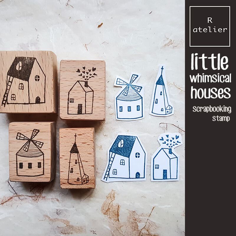 Little Whimsical Houses Scrapbooking Wooden Stamp