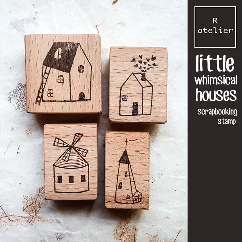Little Whimsical Houses Scrapbooking Wooden Stamp