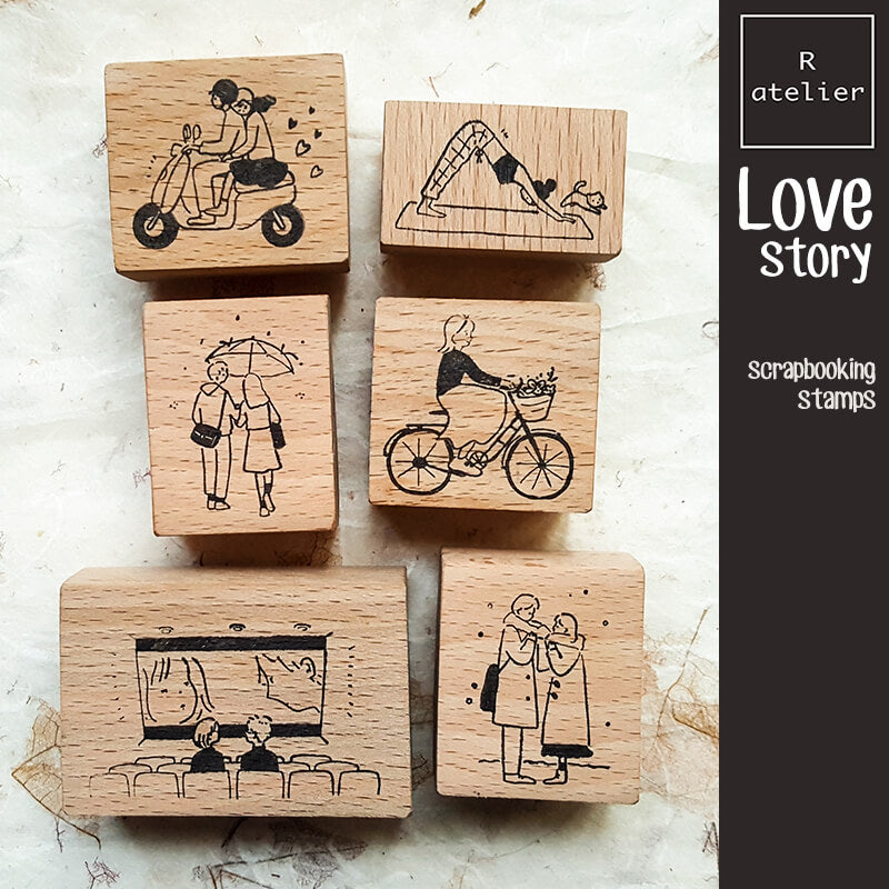 Love Story Scrapbooking Wooden Stamp
