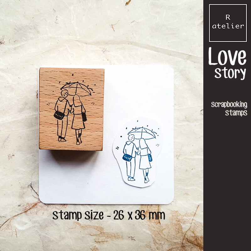 Love Story Scrapbooking Wooden Stamp
