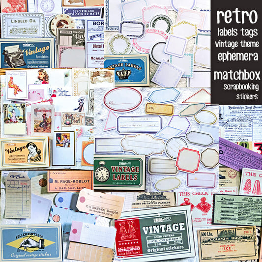 Retro Vintage Labels Tags Ephemera Matchbox Stickers