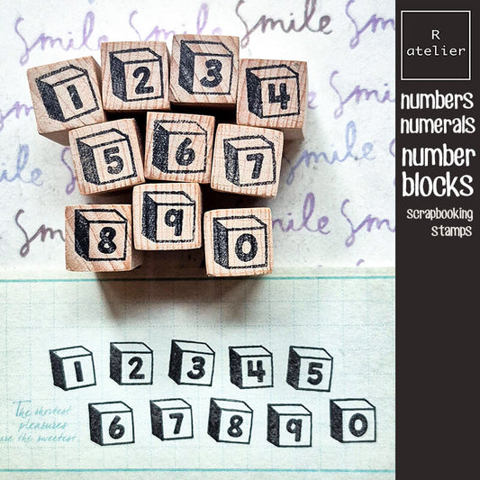 Number Block Numerals Typewriter Keys Scrapbooking Wooden Stamp