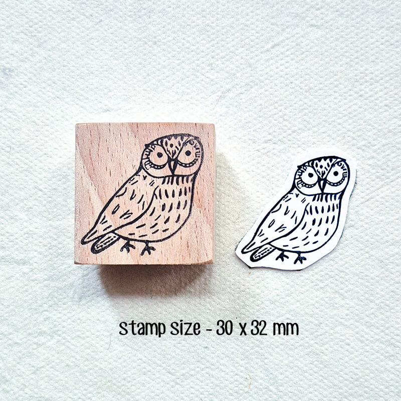 Whimsical Owls Scrapbooking Wooden Stamp