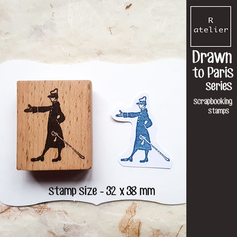 Drawn to Paris City Scene Scrapbooking Wooden Stamp