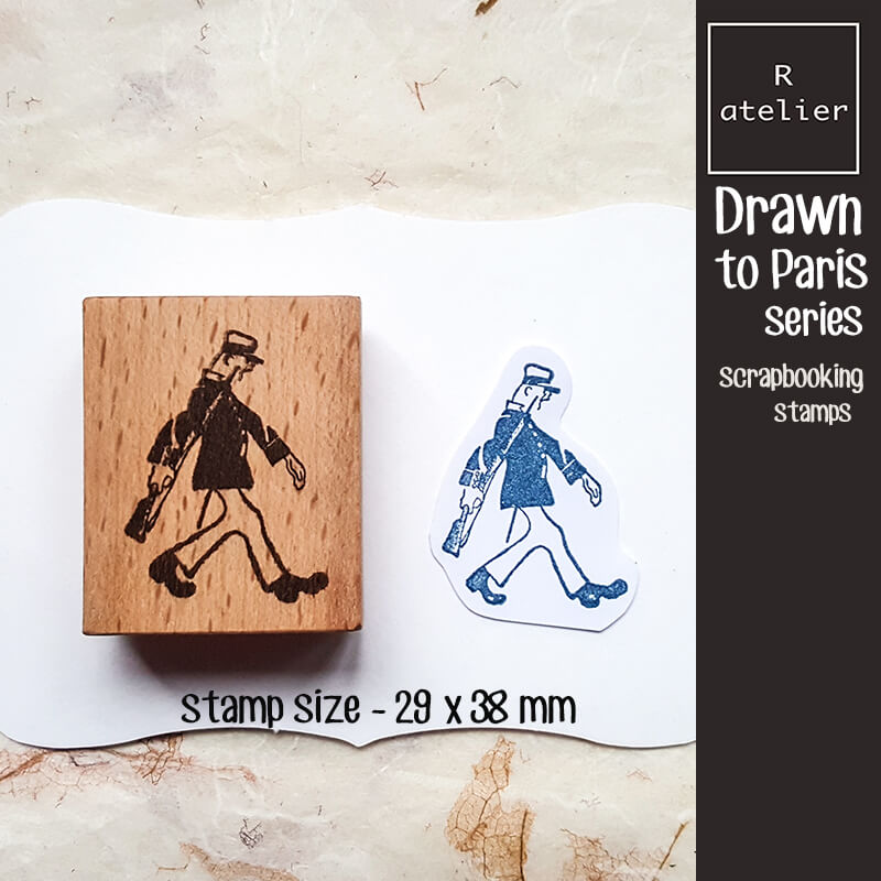 Drawn to Paris City Scene Scrapbooking Wooden Stamp