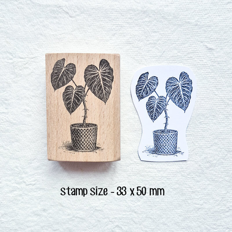 Tropical Indoor Aroids Plants Scrapbooking Wooden Stamp