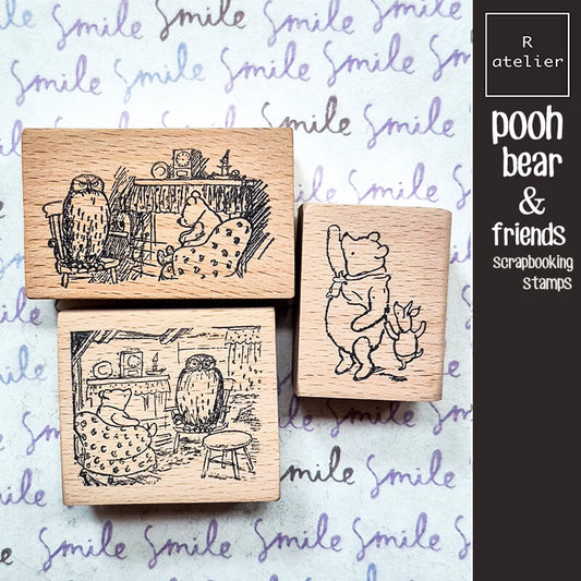 Little Pooh Bear Story Scrapbooking Wooden Stamp