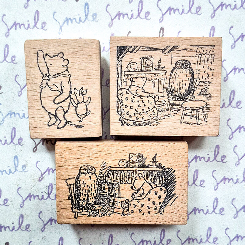 Little Pooh Bear Story Scrapbooking Wooden Stamp