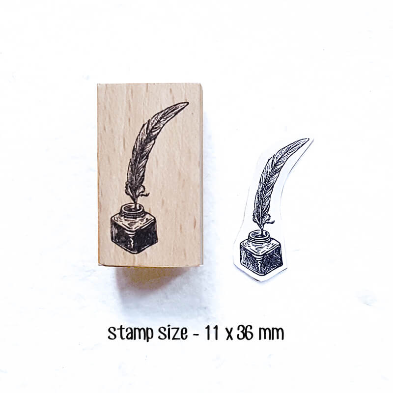 Fountain Pen Nibs Ink Bottle Scrapbooking Wooden Stamp