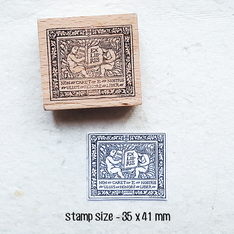 Bookplate Ex Libris Library Book Lovers Scrapbooking Wooden Stamp