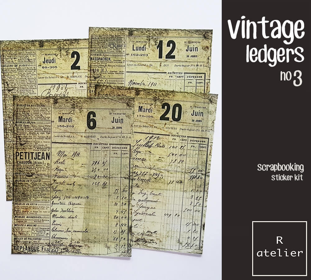 Vintage Ledgers Scrapbooking Washi Stickers