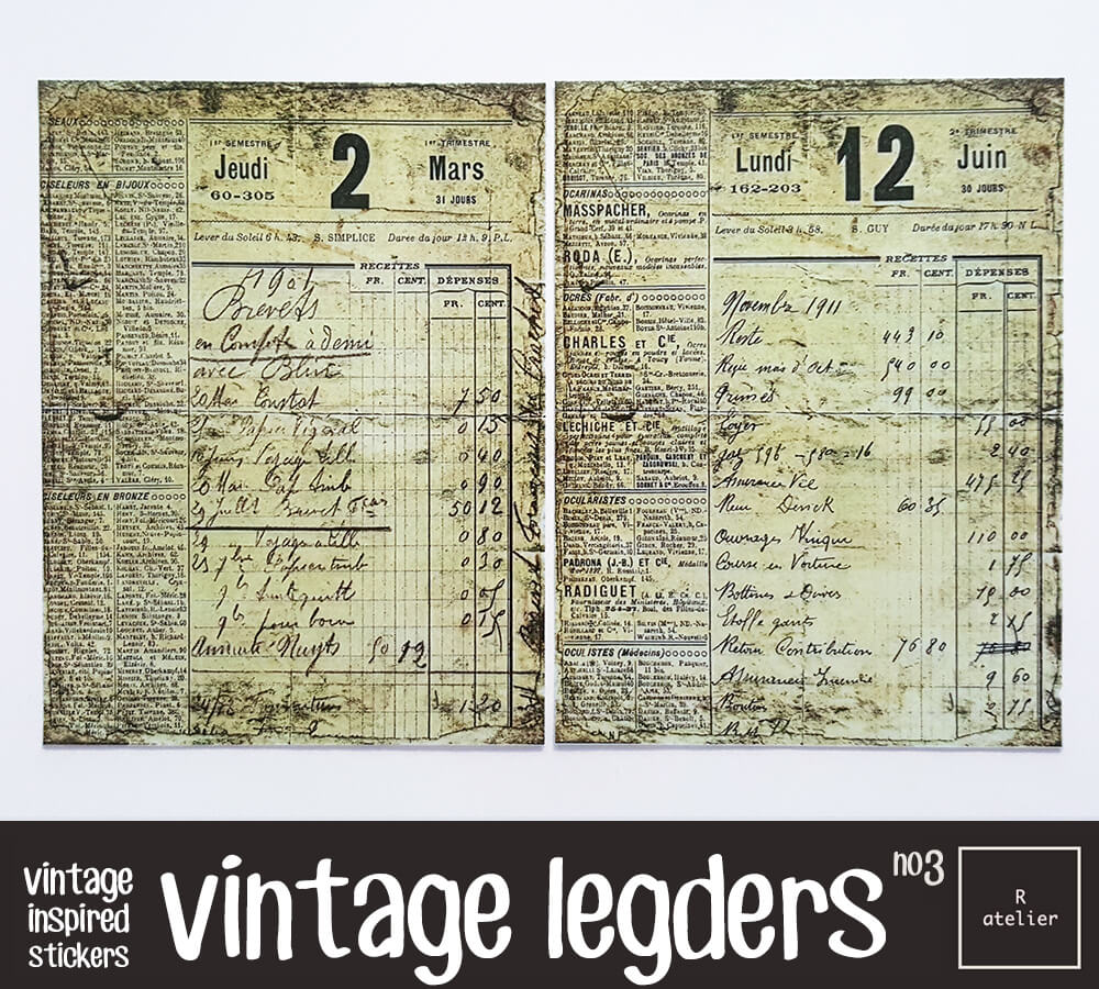 Vintage Ledgers Scrapbooking Washi Stickers