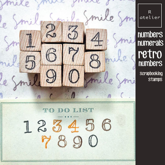 Retro Numbers Numerals Typewriter Keys Scrapbooking Wooden Stamp