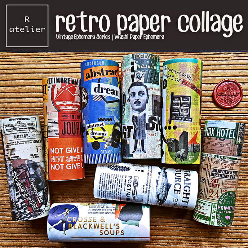 Retro Washi Scrapbooking Paper Collage