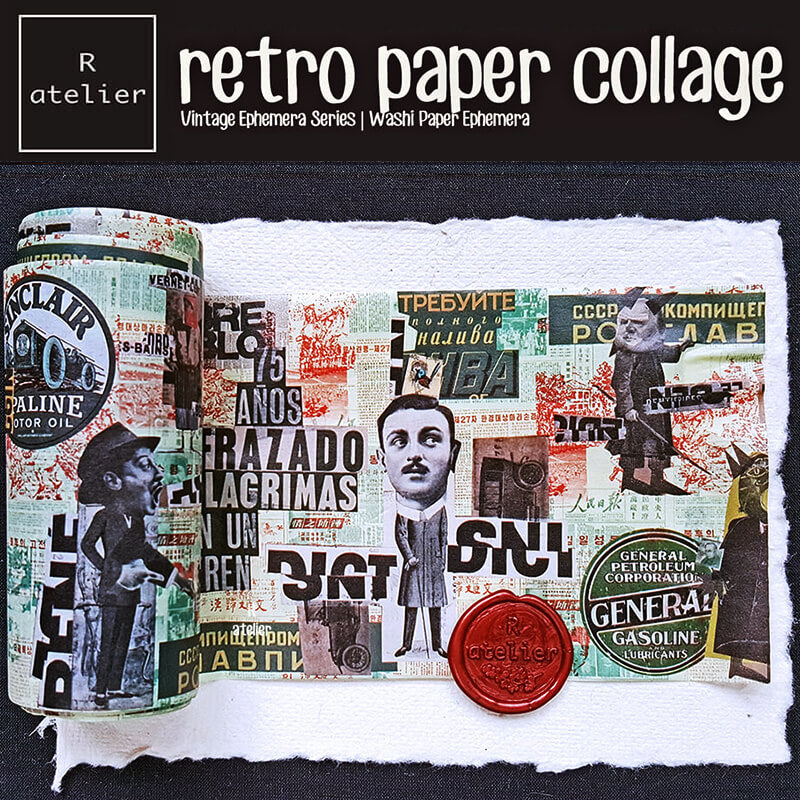 Retro Washi Scrapbooking Paper Collage