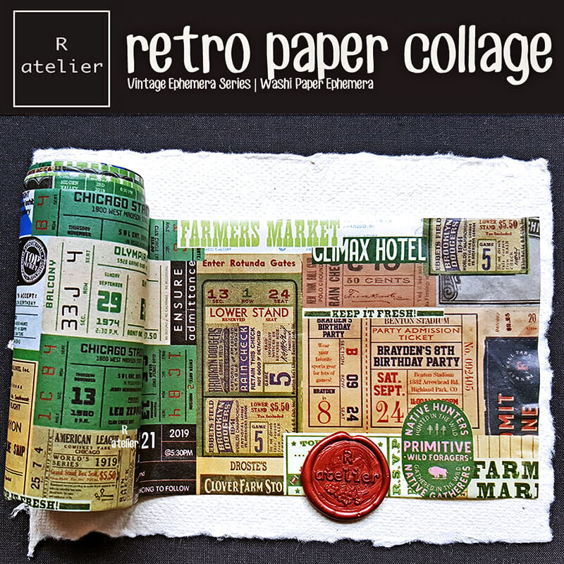 Retro Washi Scrapbooking Paper Collage