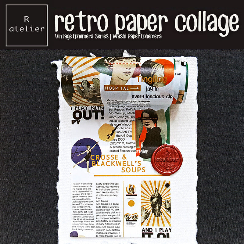 Retro Washi Scrapbooking Paper Collage
