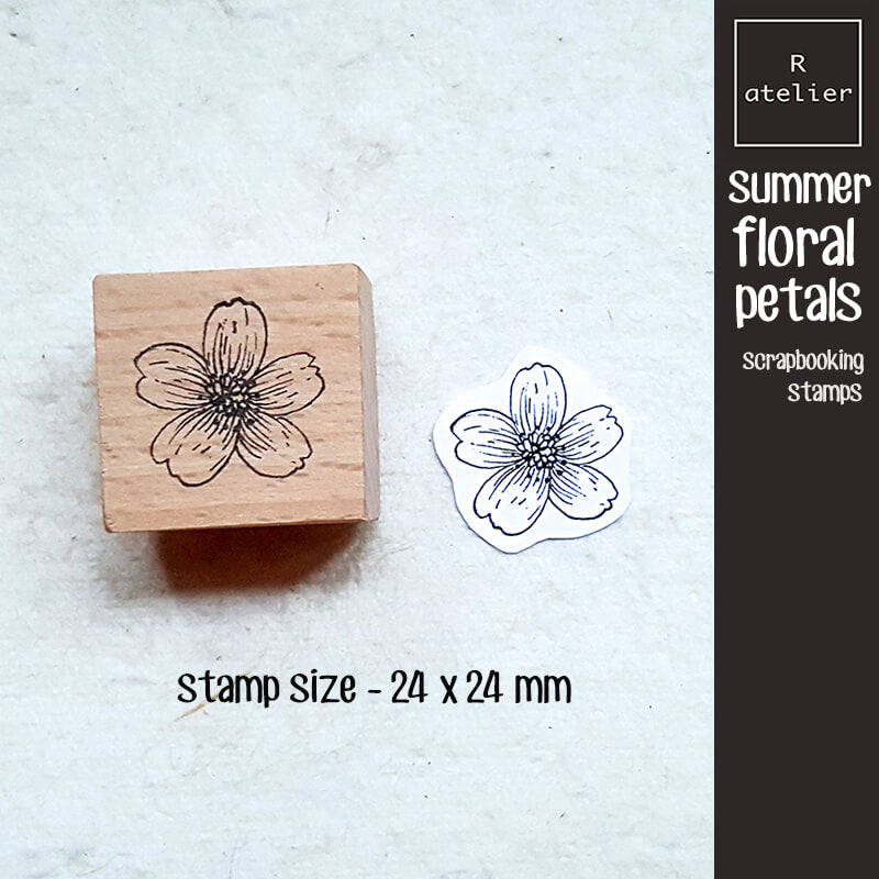 Summer Floral Flower Petals Scrapbooking Wooden Stamp