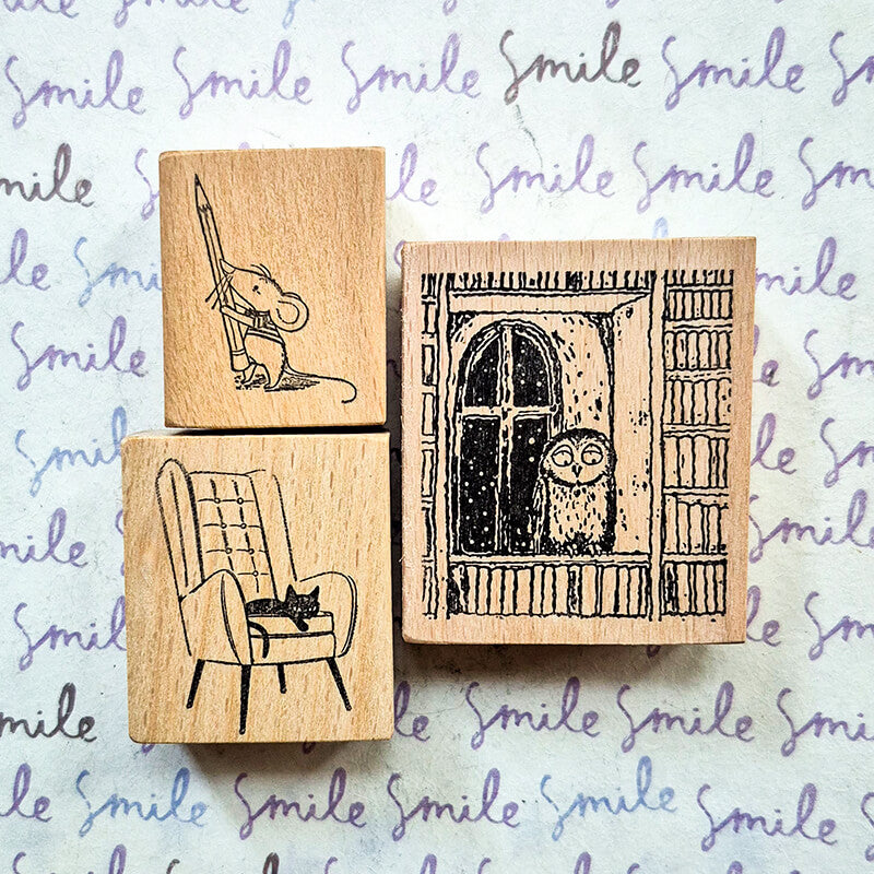 Bookworm Book Lovers Scrapbooking Wooden Stamp