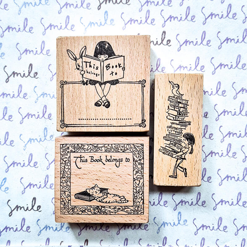 Bookworm Book Lovers Scrapbooking Wooden Stamp