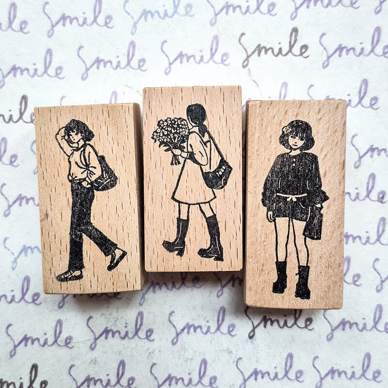 Stylish Girls Daily Life Diary Scrapbooking Wooden Stamp