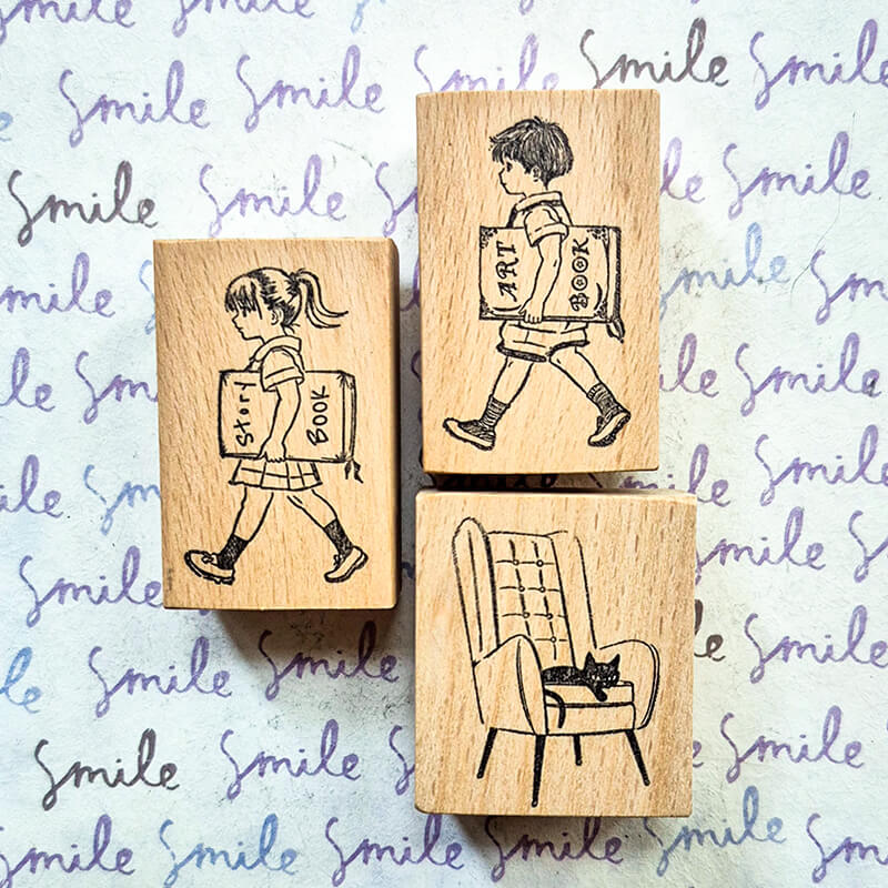 Bookworm Book Lovers Scrapbooking Wooden Stamp