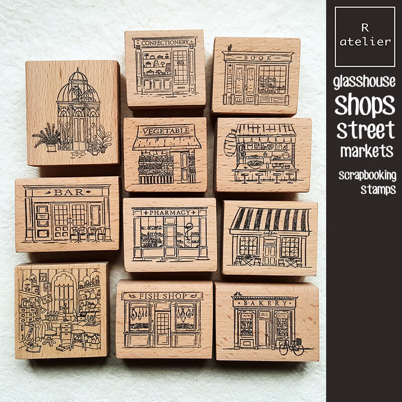 Glasshouse Shops Street Markets Scrapbooking Wooden Stamps