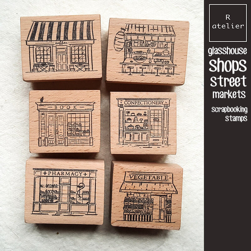 Glasshouse Shops Street Markets Scrapbooking Wooden Stamps