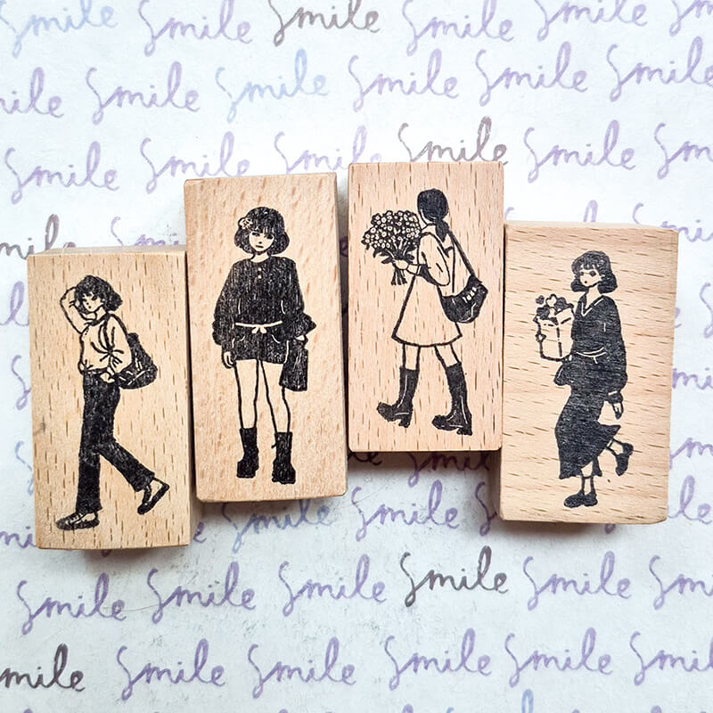 Stylish Girls Daily Life Diary Scrapbooking Wooden Stamp