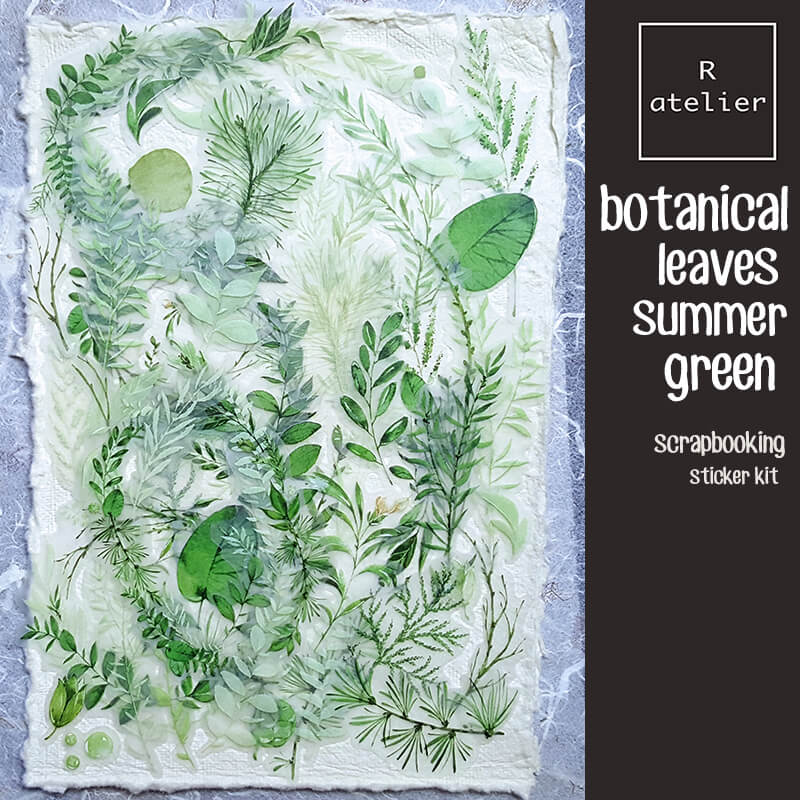 botanical leaves, summer green | Scrapbooking Vellum Stickers