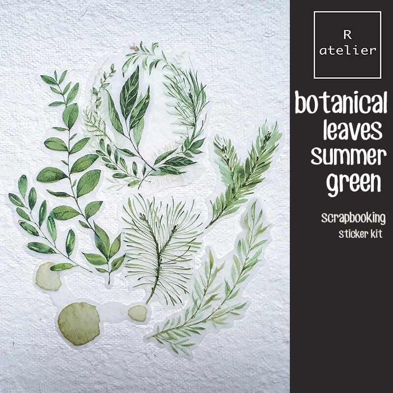 botanical leaves, summer green | Scrapbooking Vellum Stickers