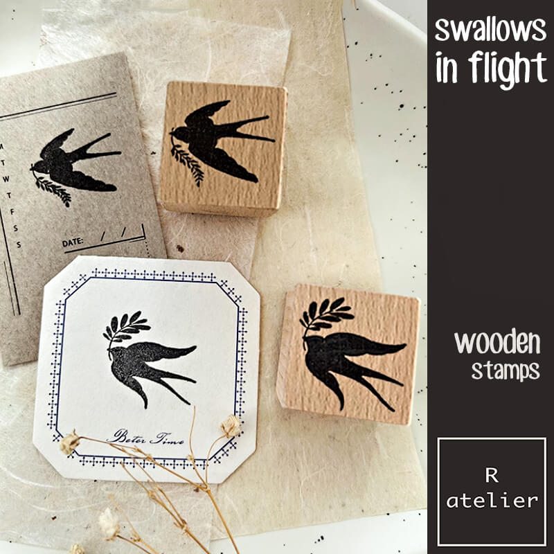 Swallows in Flight Scrapbooking Wooden Stamps