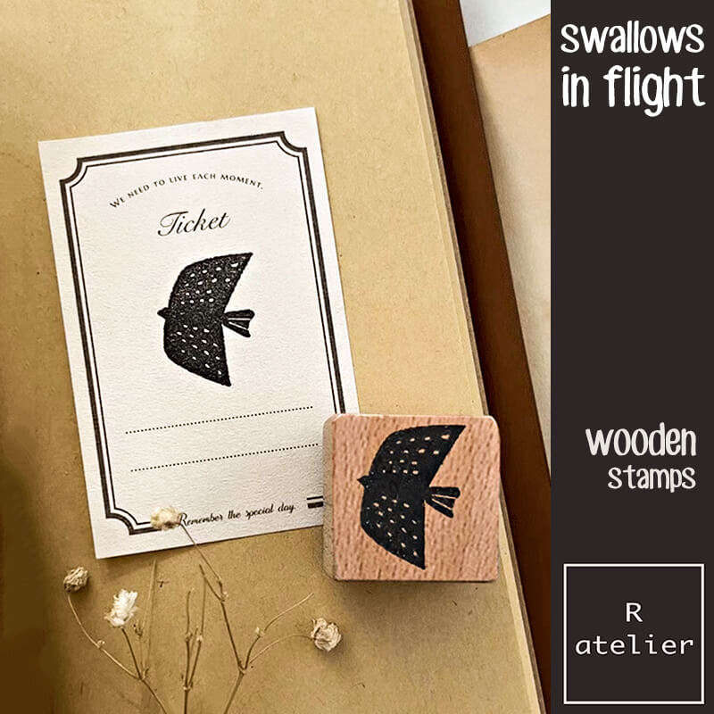 Swallows in Flight Scrapbooking Wooden Stamps