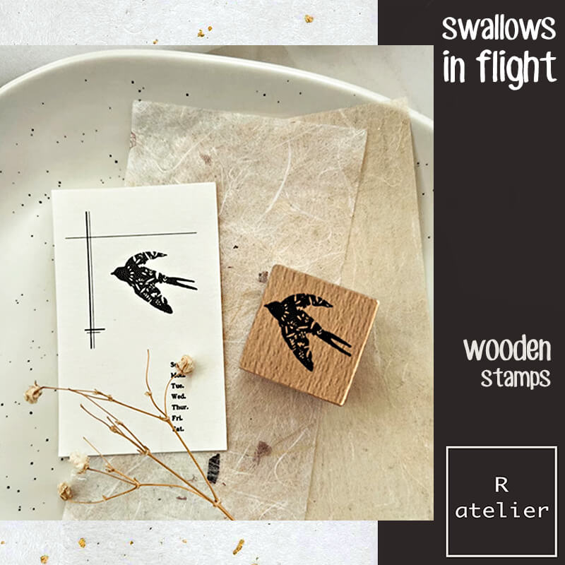 Swallows in Flight Scrapbooking Wooden Stamps