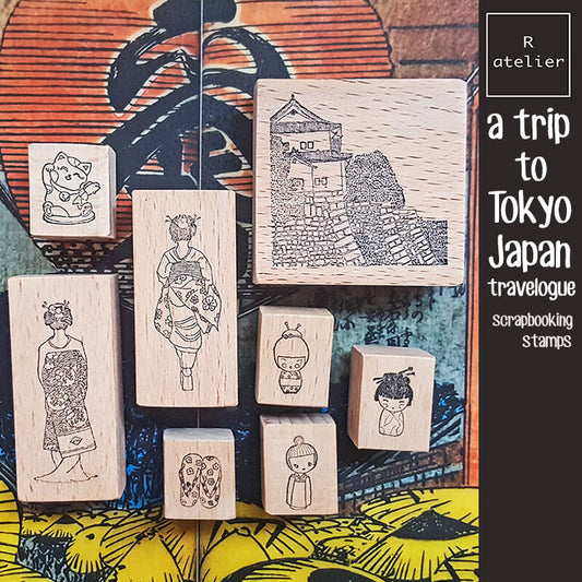 Trip to Tokyo Japan Travelogue Scrapbooking Wooden Stamp
