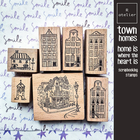 Townhomes Brownstones Houses Scrapbooking Wooden Stamp