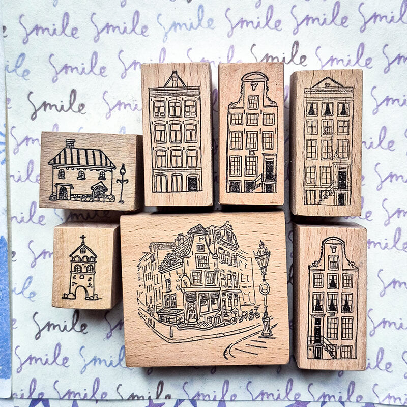 Townhomes Brownstones Houses Scrapbooking Wooden Stamp