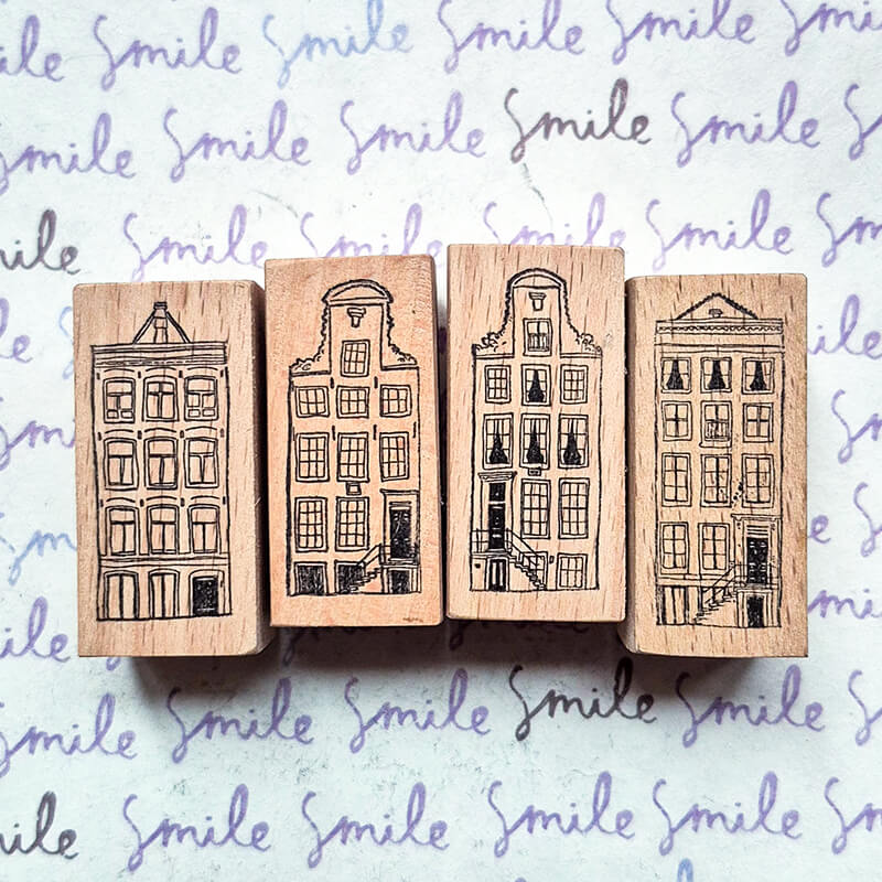 Townhomes Brownstones Houses Scrapbooking Wooden Stamp