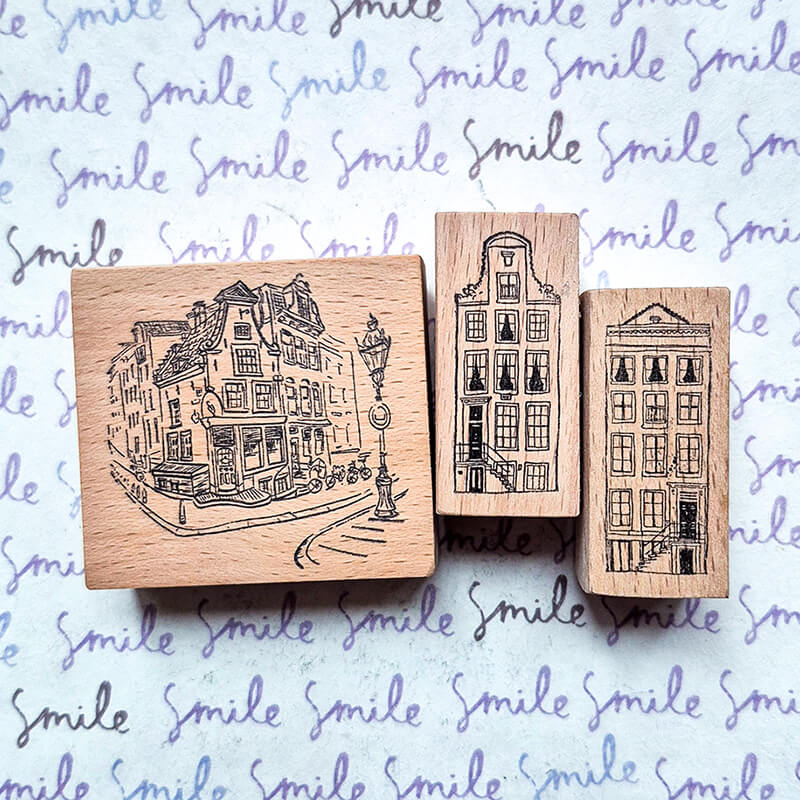 Townhomes Brownstones Houses Scrapbooking Wooden Stamp
