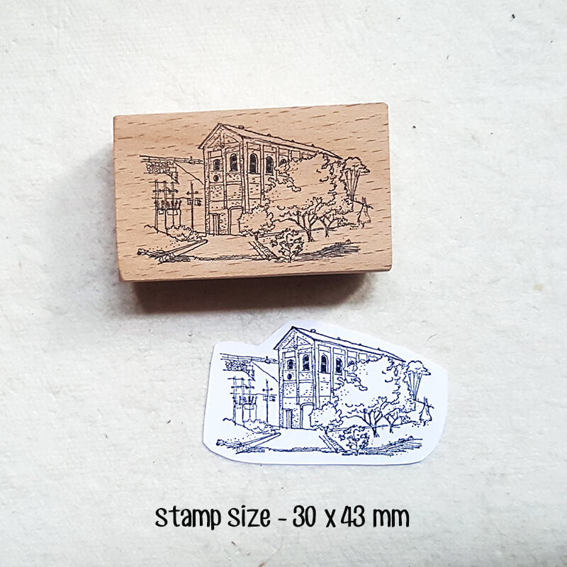 Old Tramways Streetcars Scrapbooking Wooden Stamp