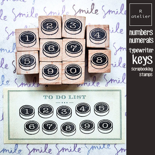 Typewriter Keys Number Block Numerals Scrapbooking Wooden Stamp