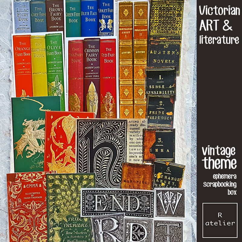 Victorian Art & Literature Ephemera Junk Journal Scrapbooking Box