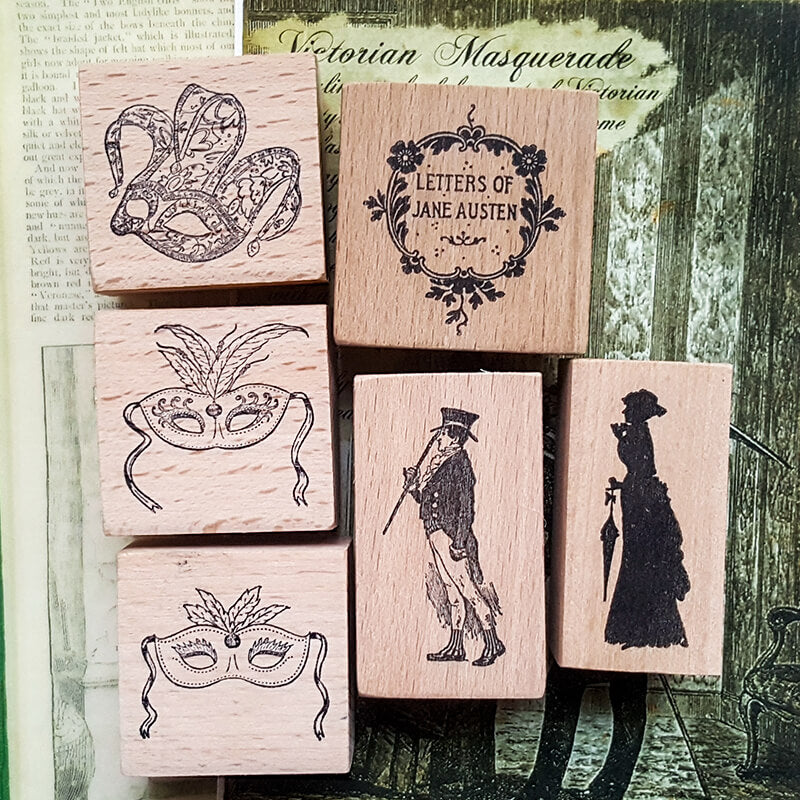 Victorian Art Literature Masquerade Masks  Scrapbooking Wooden Stamp